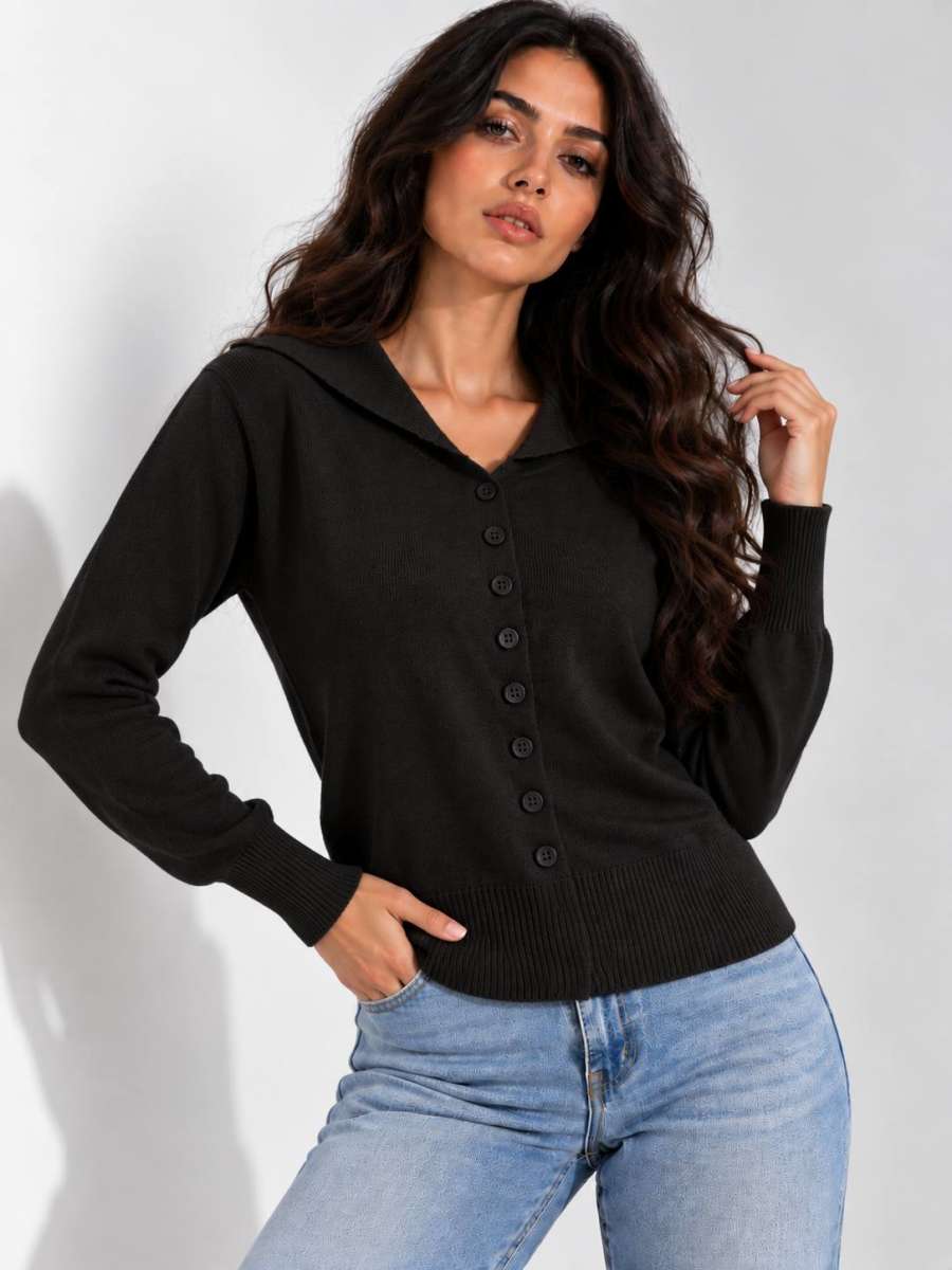 WOOL BLOUSE — Black