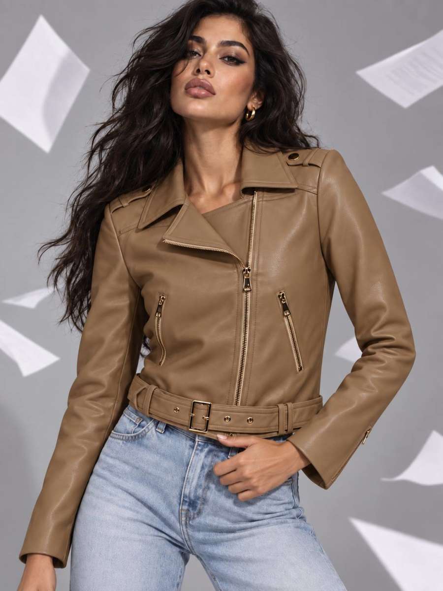 LEATHER JACKET — BEIGE GHAME2