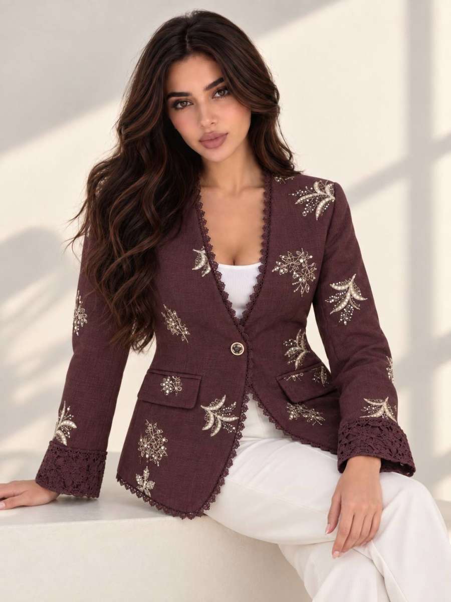 WOMEN BLAZER — dark burgundy