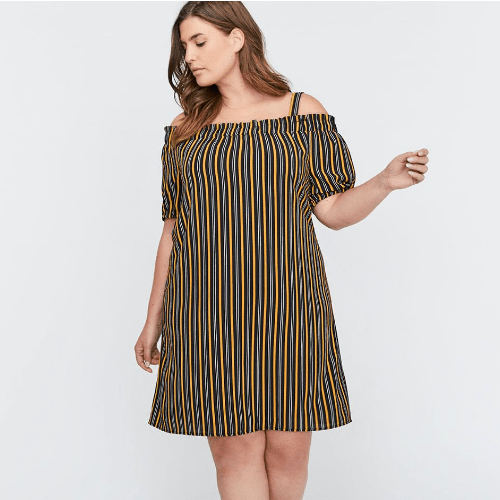 Off-the-Shoulder Striped Dress - Michel Studio