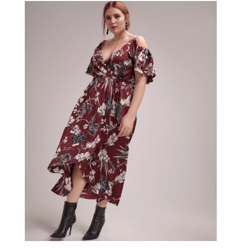 Faux-Wrap Fit & Flare Printed Maxi Dress - Michel Studio
