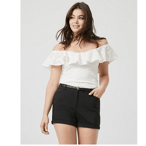 Lace Off-the-Shoulder Ruffle Top