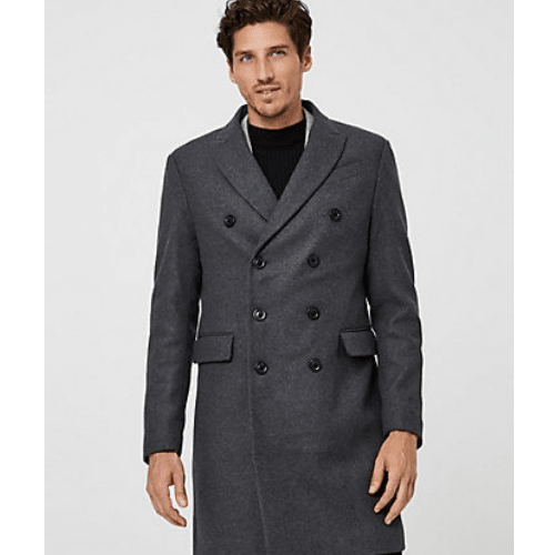 Melton Wool Blend Notch Collar Top Coat