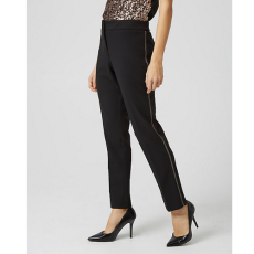Knit Crêpe Straight Leg Piped Pant