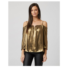 Foil Metallic Cold Shoulder Blouse