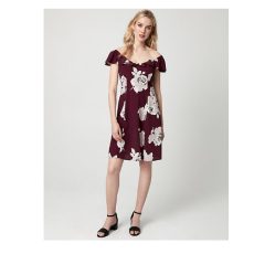Floral Print Viscose Off-the-Shoulder Dress