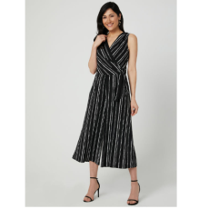 Stripe Print Wide Leg Jumpsuit
