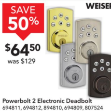 Weiser Powerbolt SmartKey Electronic Deadbolt with Lighted Keypad (Satin Nickel)