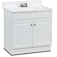 Project Source White (Common: 37-in x 19-in) Integral Single Sink Bathroom Vanity with Cultured Marble Top