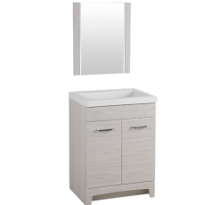 Cultured Marble Vanity Top in White & Mirror