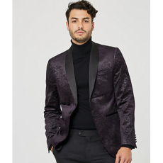 Embossed Velvet Shawl Collar Blazer