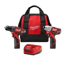 Milwaukee Tool M12 12V Lithium-Ion Cordless Drill Driver/Impact Driver Combo Kit
