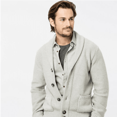 Textured Cotton Shawl Collar Cardigan