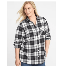 Classic Plaid No-Peek Plus-Size Twill Shirt