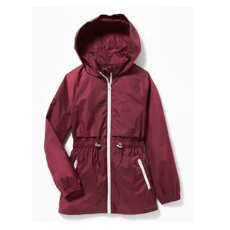 Water-Resistant Hooded Windbreaker for Girls