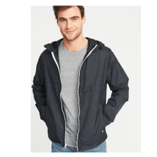 Packable Water-Resistant Hooded Windbreaker for Men