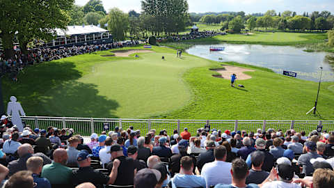 The view for fans from the grandstand on 18th
