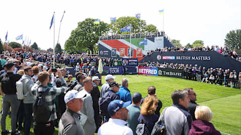 Fans surrounding the first tee on the final day