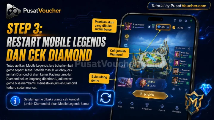 Step 3: Restart Mobile Legends dan Cek Diamond
