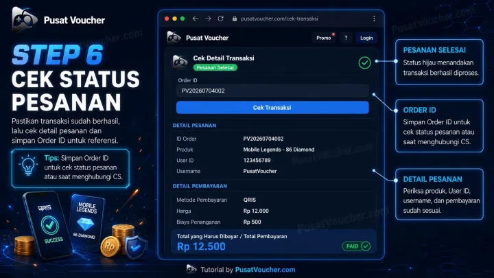 Step 6 — Cek Status Pesanan Setelah Pembayaran