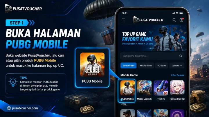 Step 1 — Buka Halaman PUBG Mobile di PusatVoucher