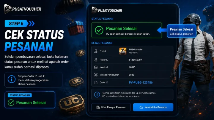 Step 6 — Cek Status Pesanan