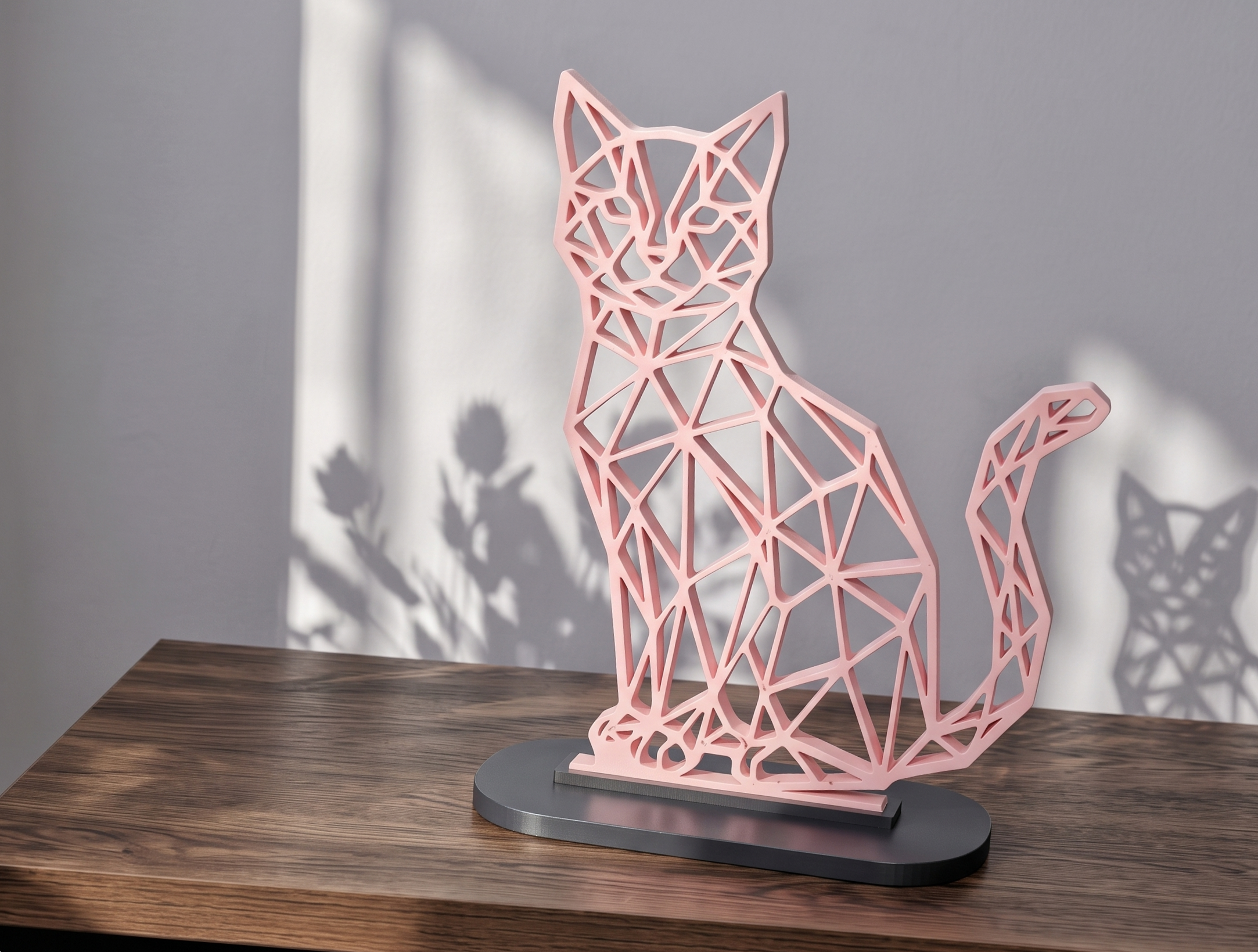 3D Printed Modern Geometric Low-Poly Cat Sculpture made from  - Buy online in India