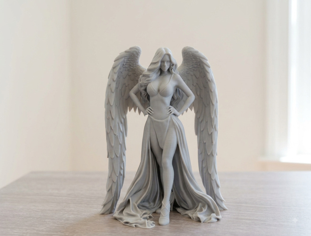3D Printed Aurelia - Elegant Standing Angel made from Pure White PLA - Buy online in India