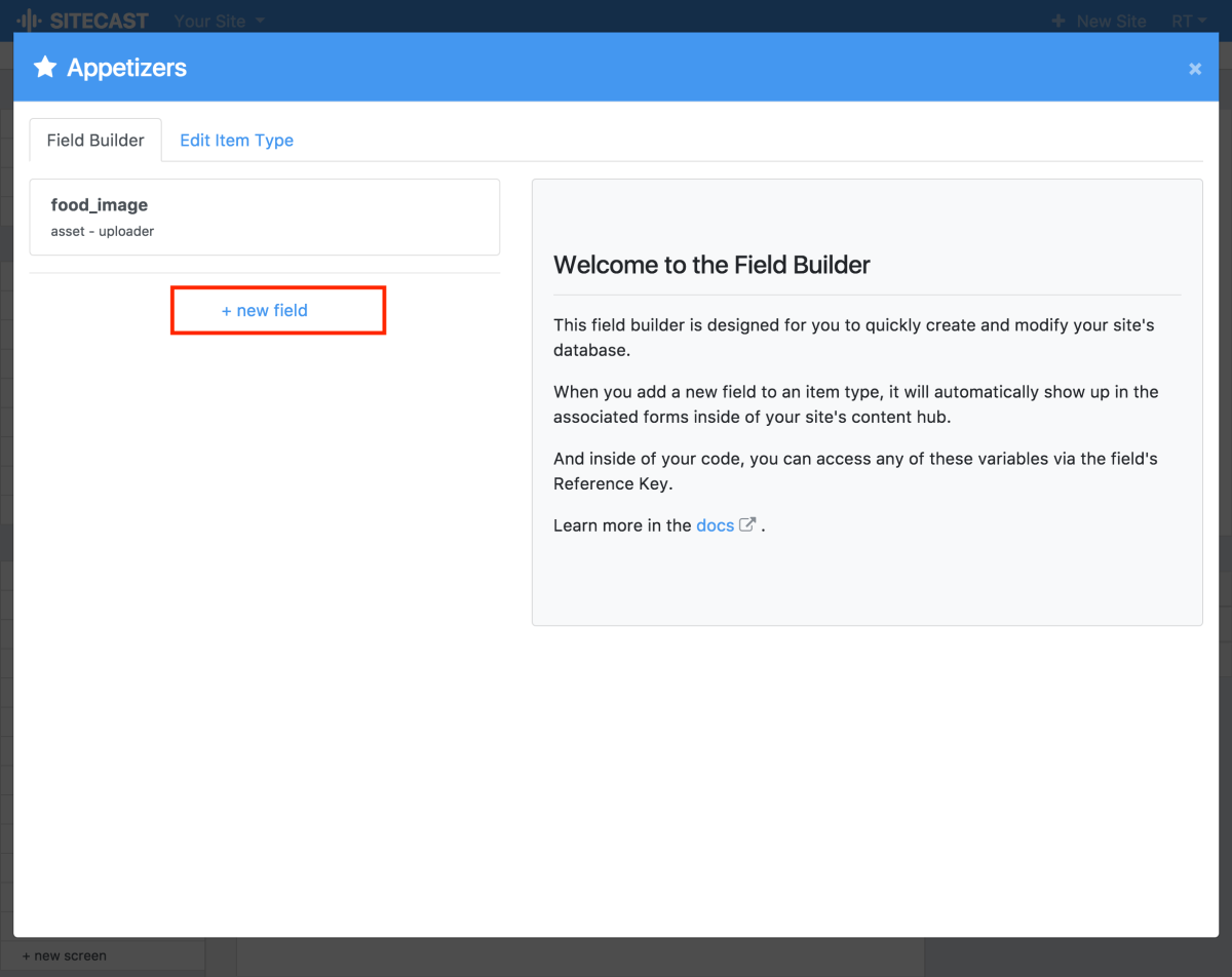 Sitecast New Field