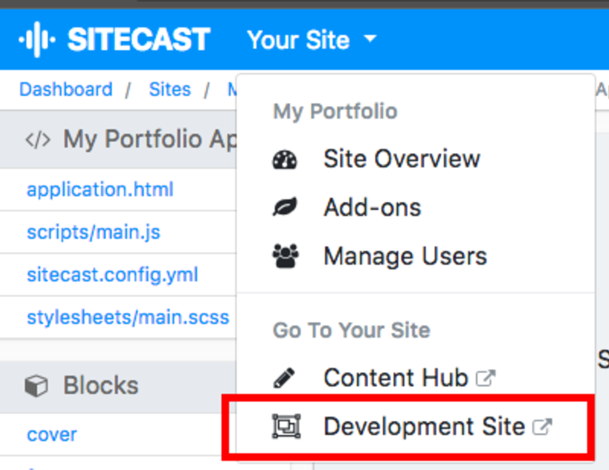 Sitecast Development Environment