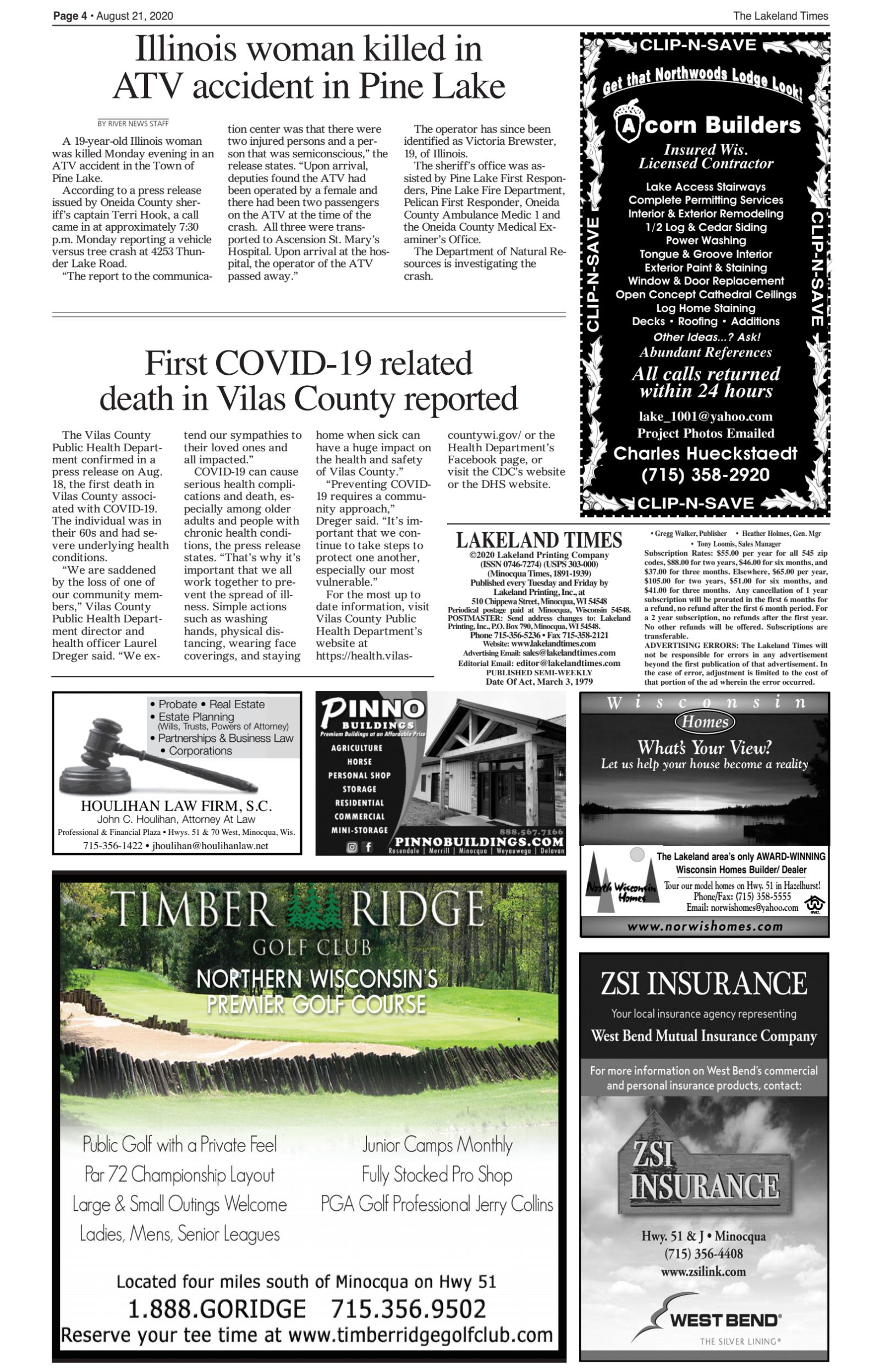 August 21 2020 The Lakeland Times