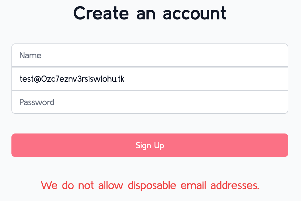 Arcjet form disposable email address error