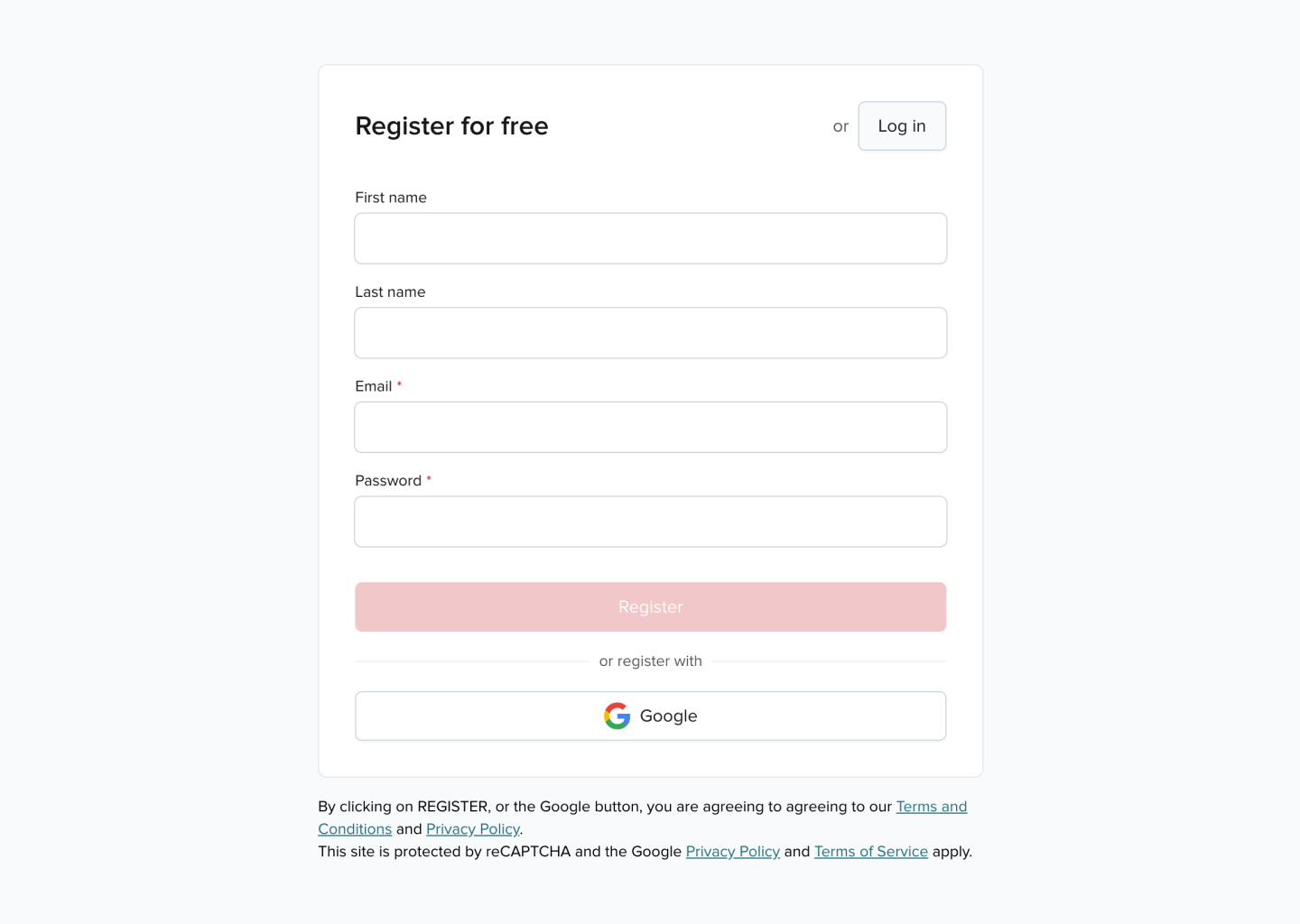 PubNub register page