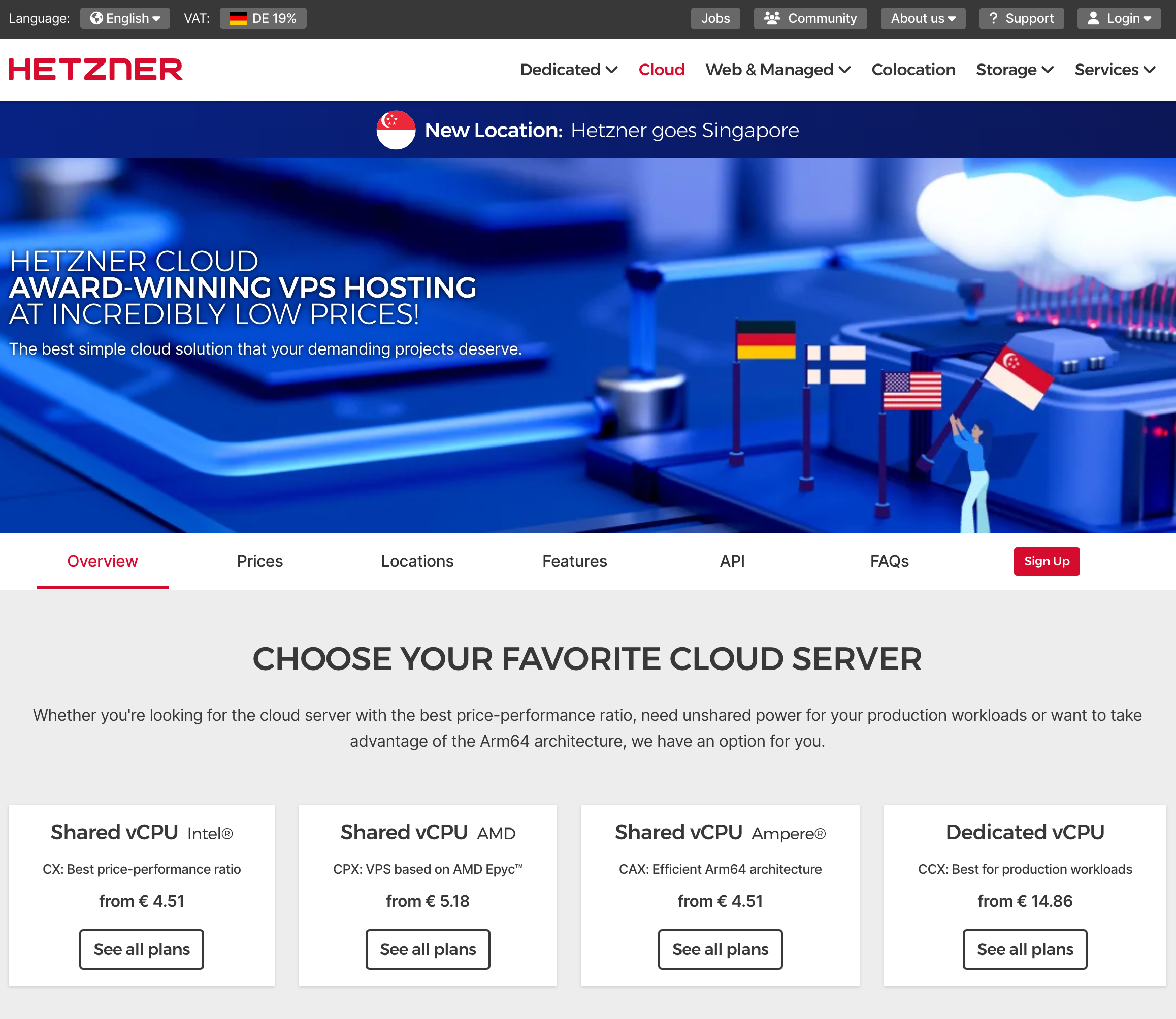 Hetzner website homepage