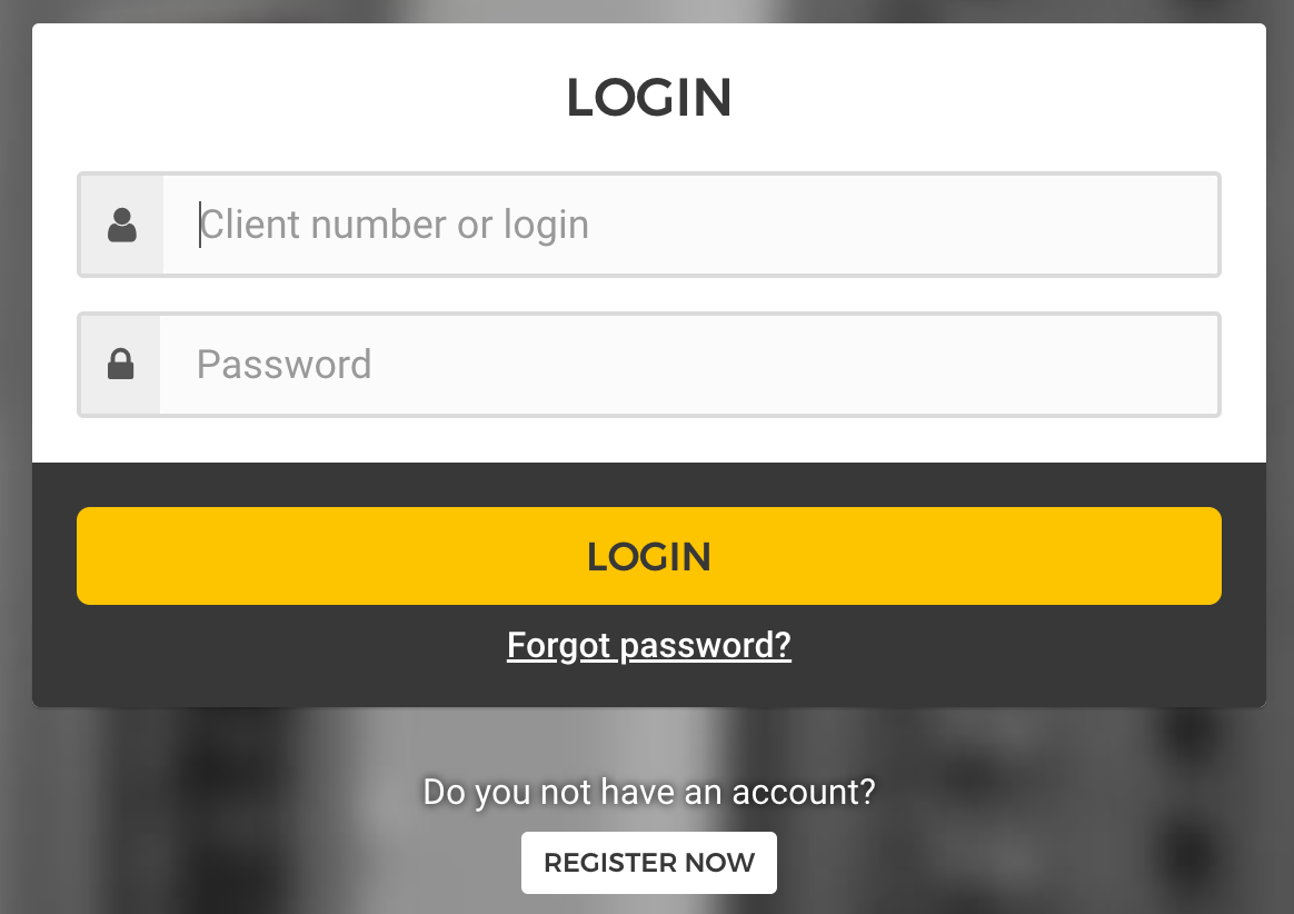 Hetzner login and register form page