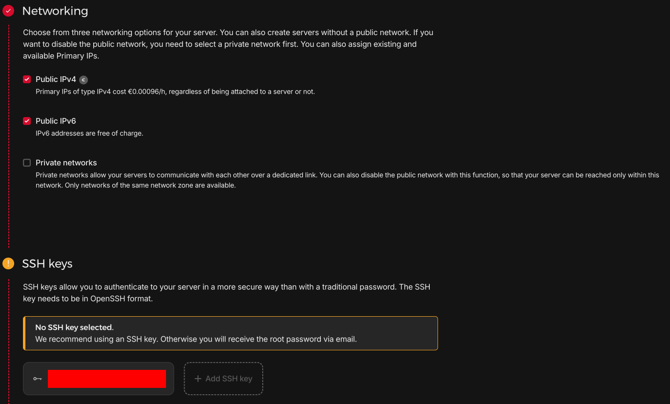 Hetzner networking and ssh configuration