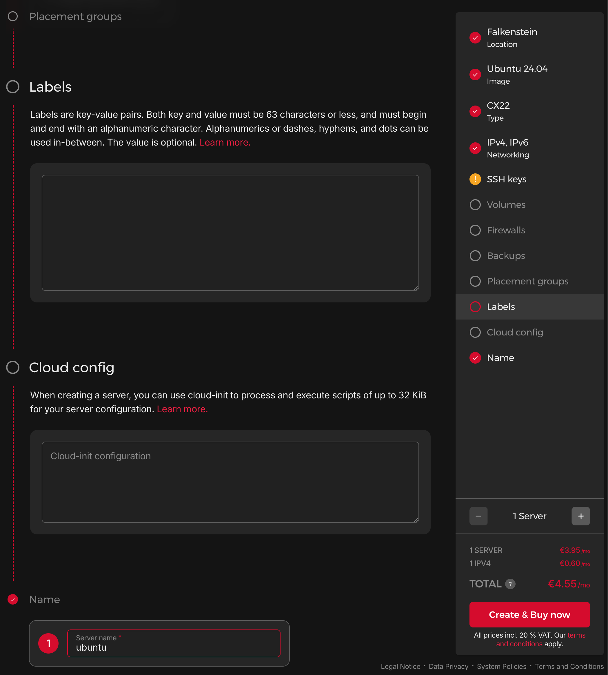 Hetzner create and buy now