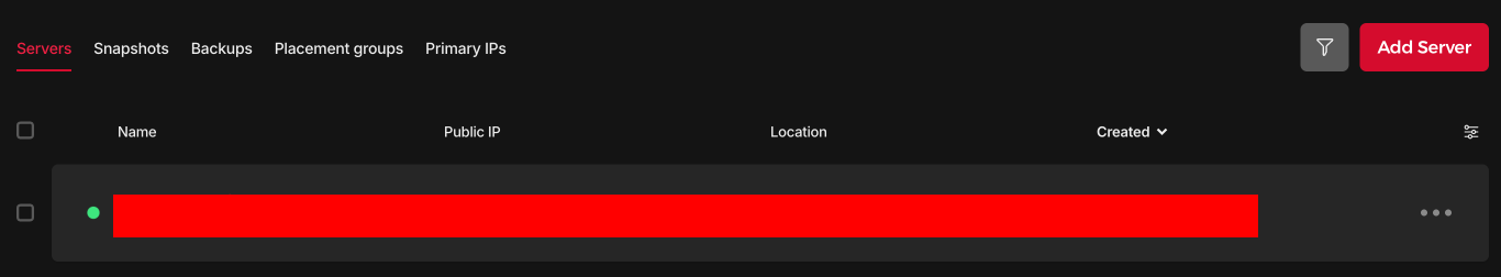 Hetzner IP and server