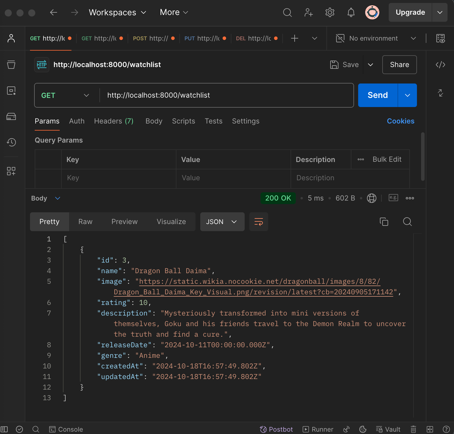 Watchlist App API GET All Endpoint