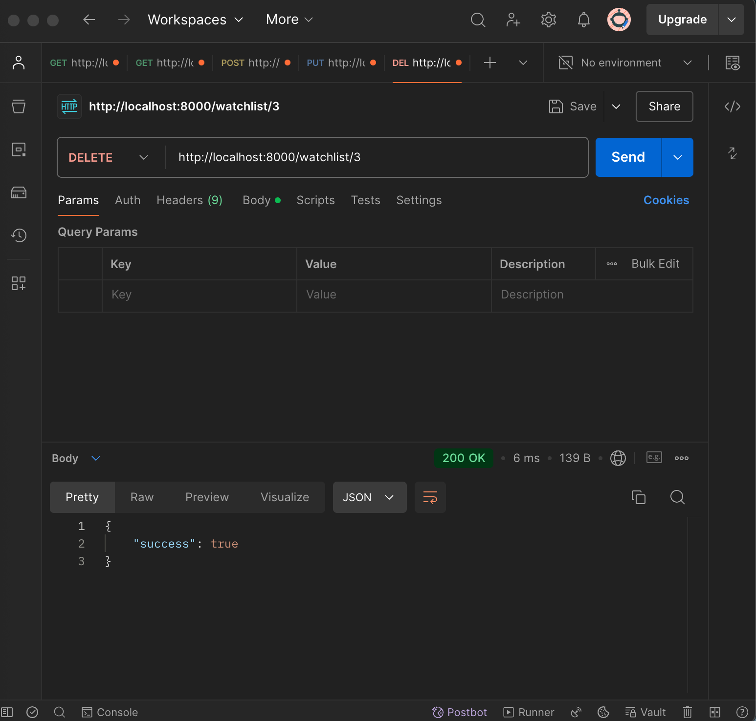 Watchlist App API DELETE Endpoint