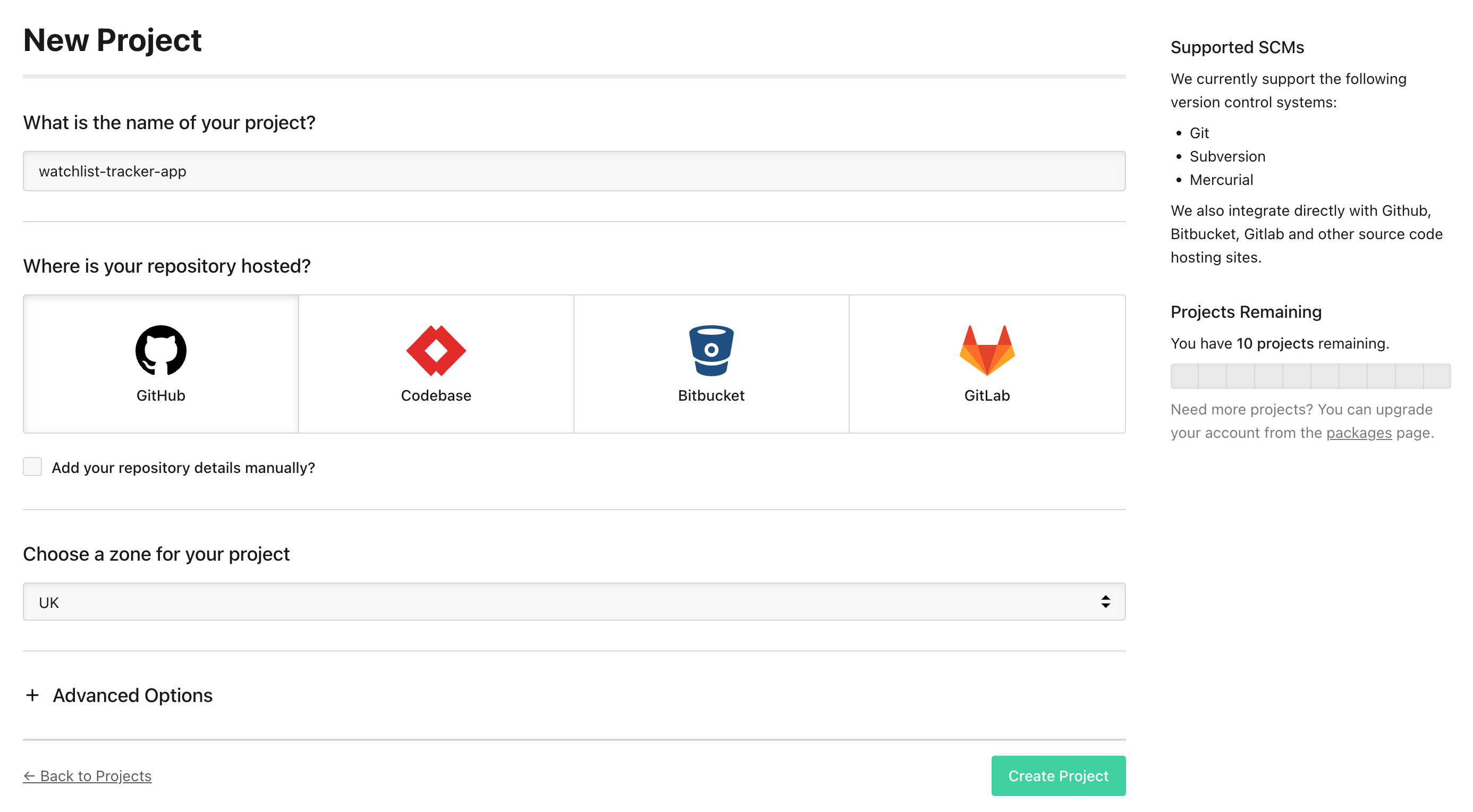 DeployHQ New Project