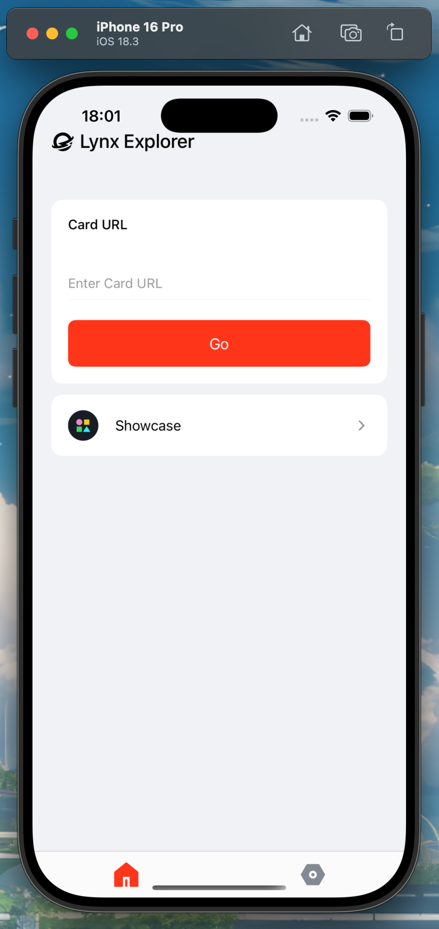 Lynx Explorer Home Screen