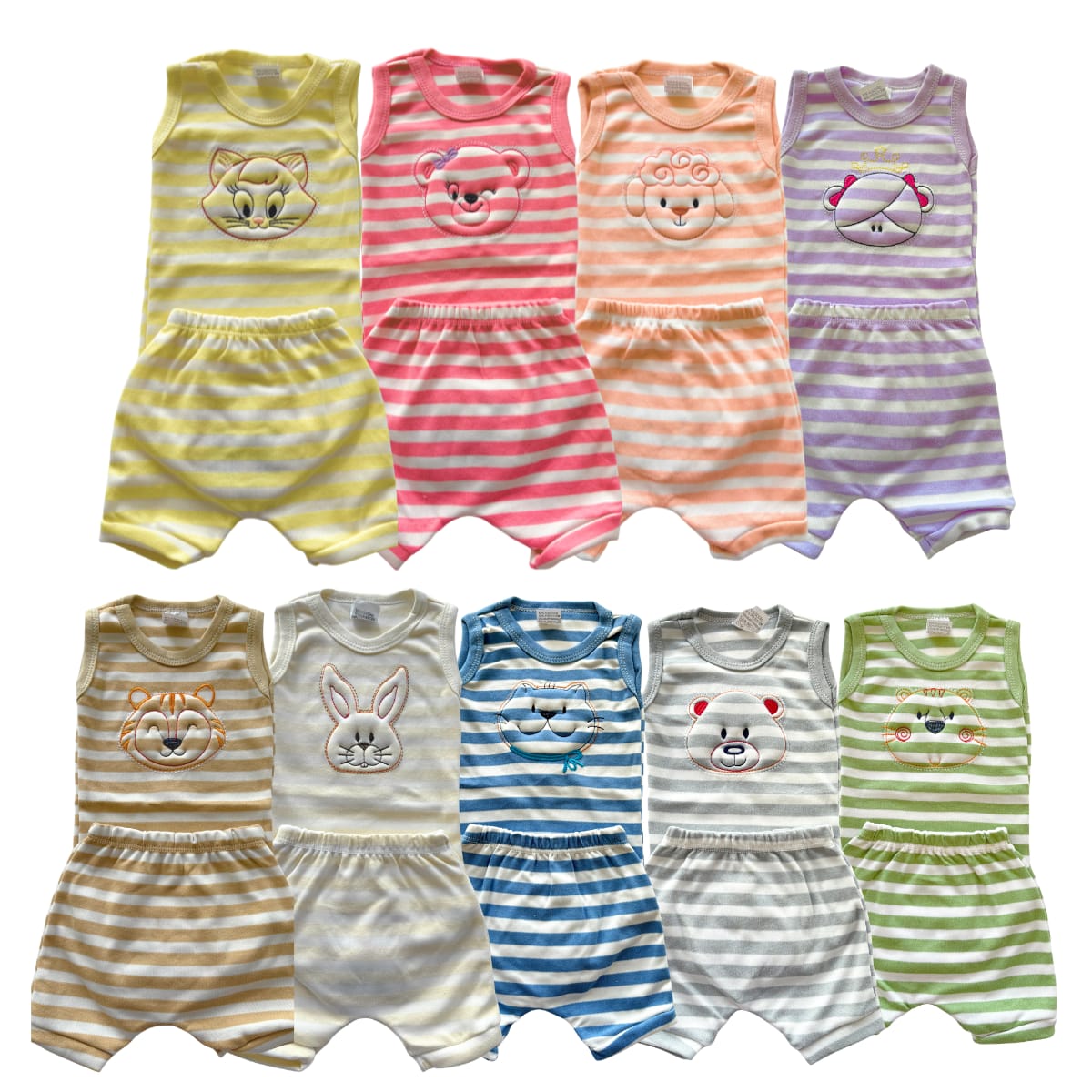 Conjunto Suedine Listrado Body Regata e Short (P/G)