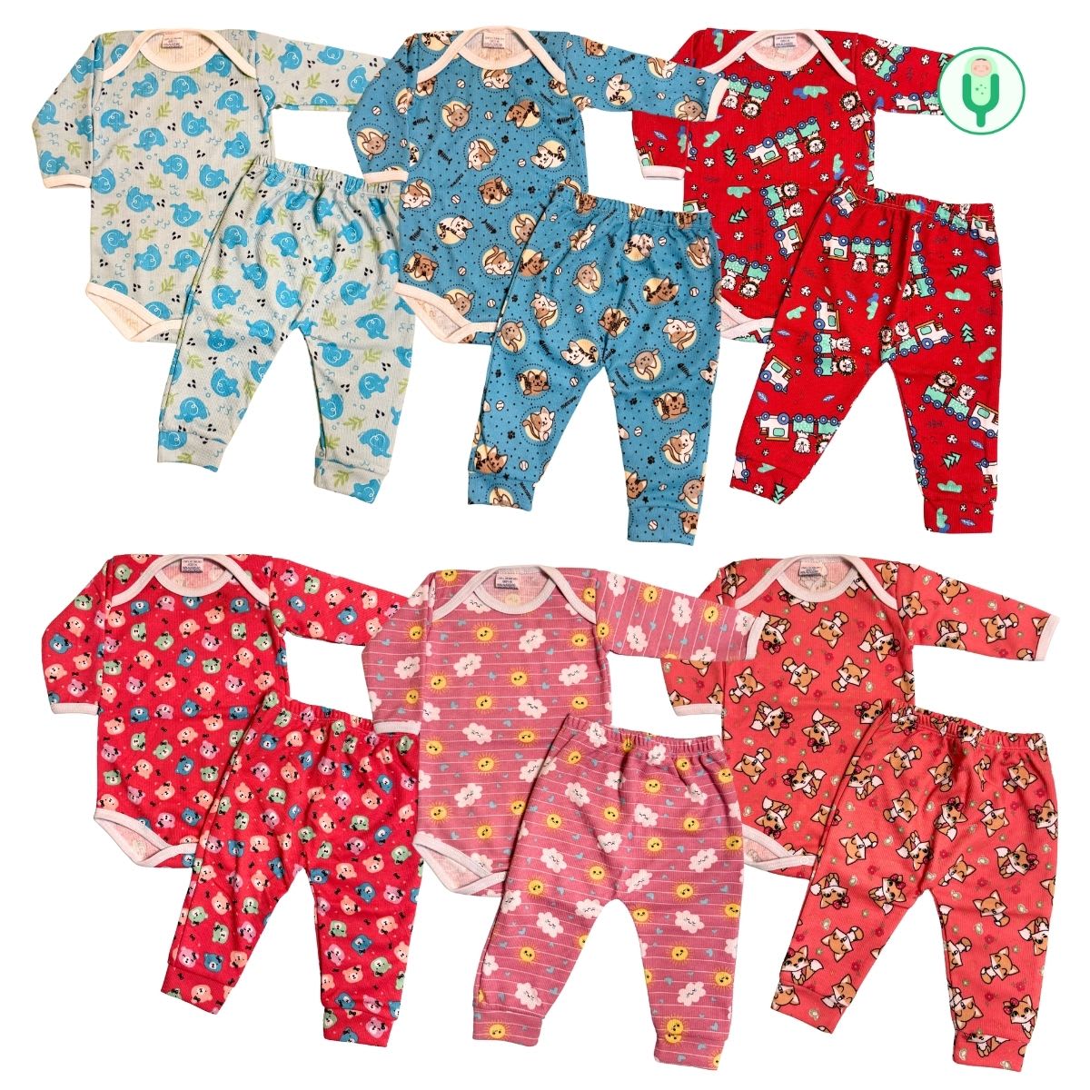 Conjunto Avulso Canelado Estampado Body Manga Longa e Mijão Sem Pé
