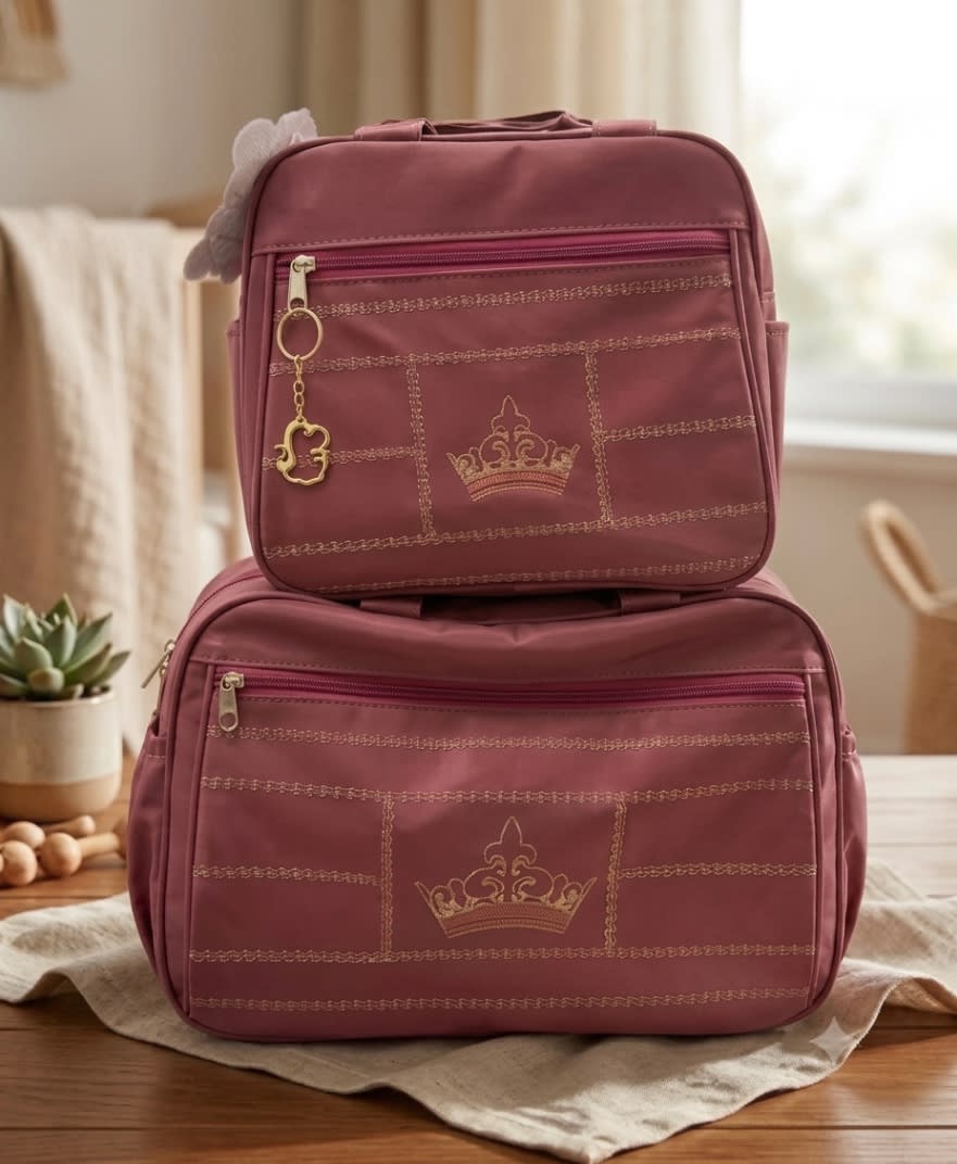 Kit de Bolsa Maternidade Coroa Bordô 2 Peças