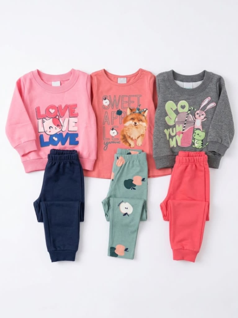 Conjunto Bebê Moletom Meia Estação Menina (P/G)