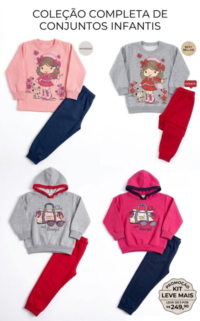 Conjunto Moletom Infantil Menina 1 ao 3
