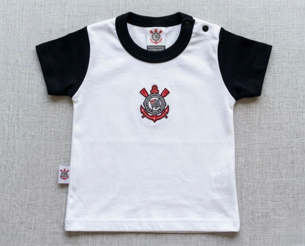 Camiseta Bicolor Meia Malha Unissex Corinthians P/G - Revedor
