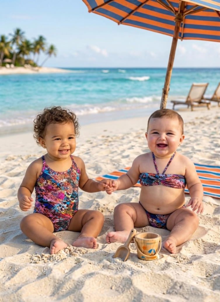 Biquíni Bebê 2 Peças ou Maiô Regata Abstrato Infantil UV 50+ Praia Piscina