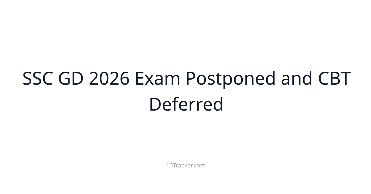 SSC GD 2026 Exam Postponed and CBT Deferred